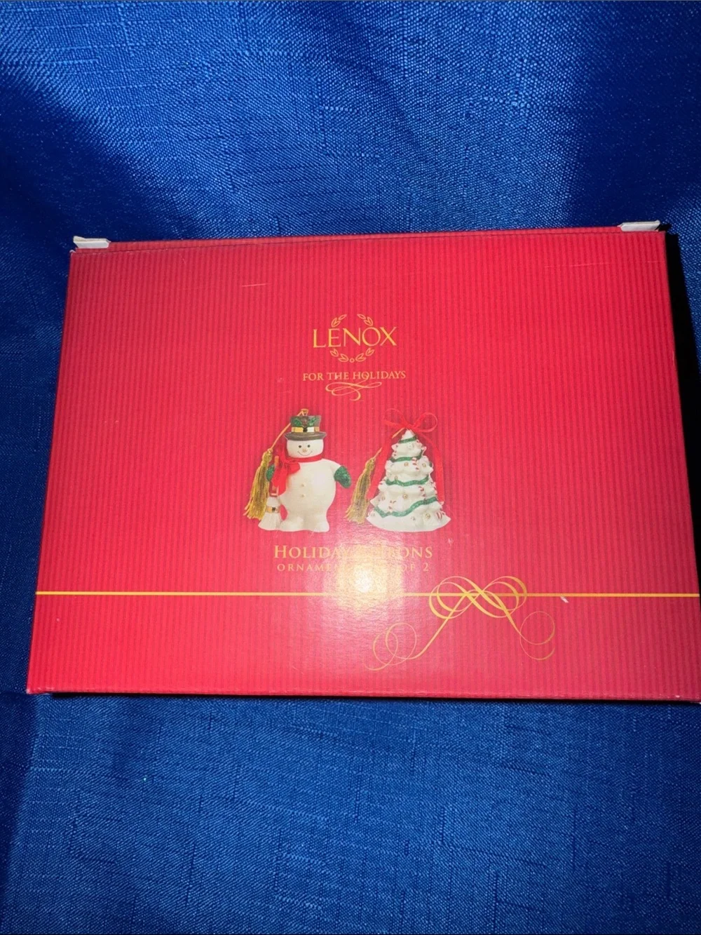 Lenox Holiday Ribbons Ornaments - Porcelain - Set of 2 - New in Box
